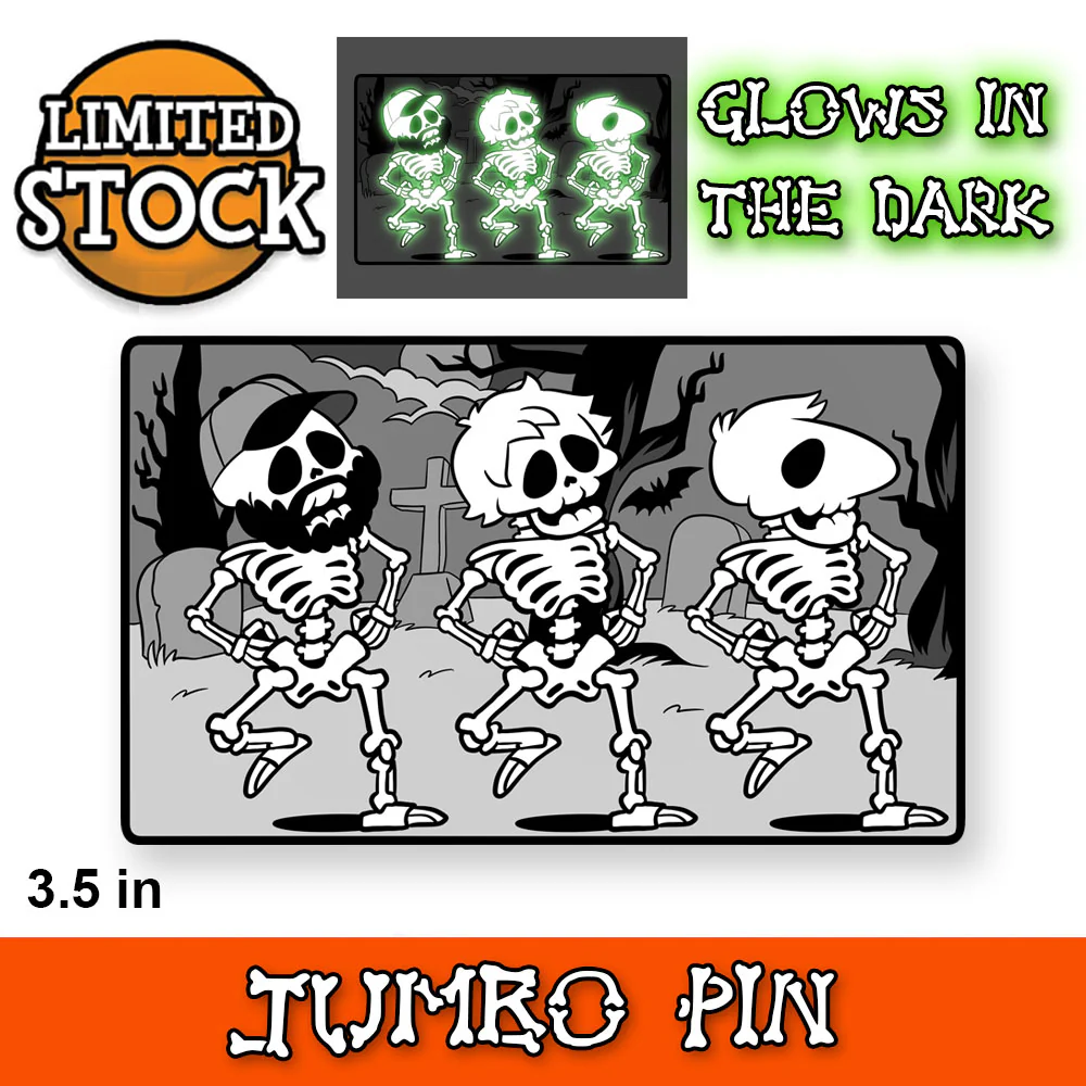 Boney Skeleton Dance - Glow in the Dark JUMBO Enamel Pin *SALE*